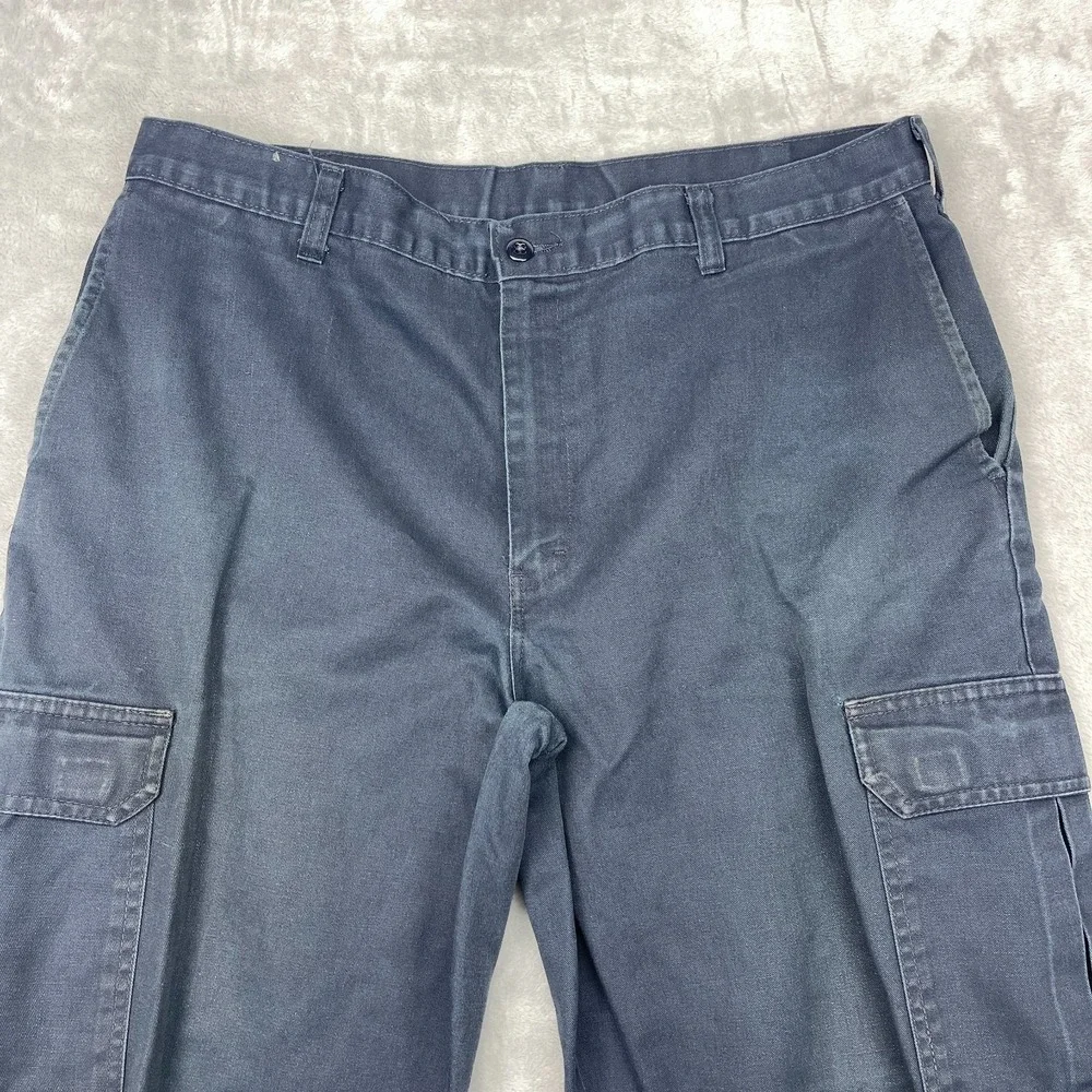Vtg Dickies Cargo Pants Mens 36x30 Blue Flat Front Utility Pockets Straight Leg‎